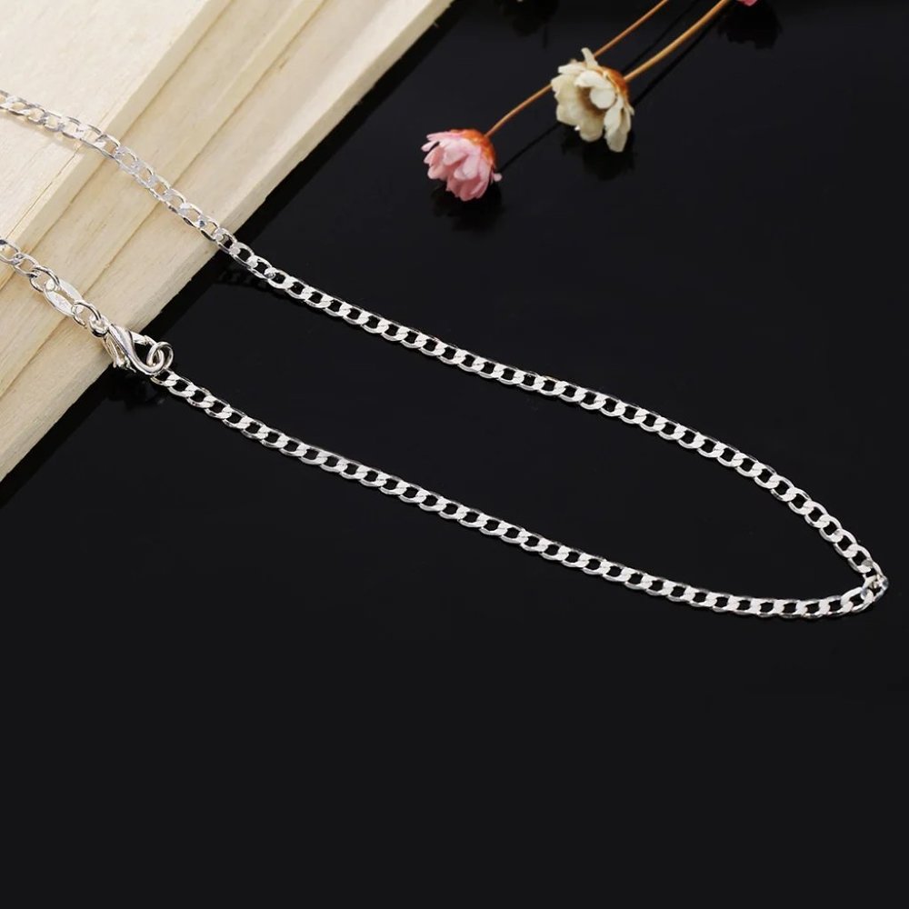 Awesome 24 Inch Cuban Flat- Link Chain, 2mm Wide Stamped as .925 Sterling Silver - Picture 3 of 5